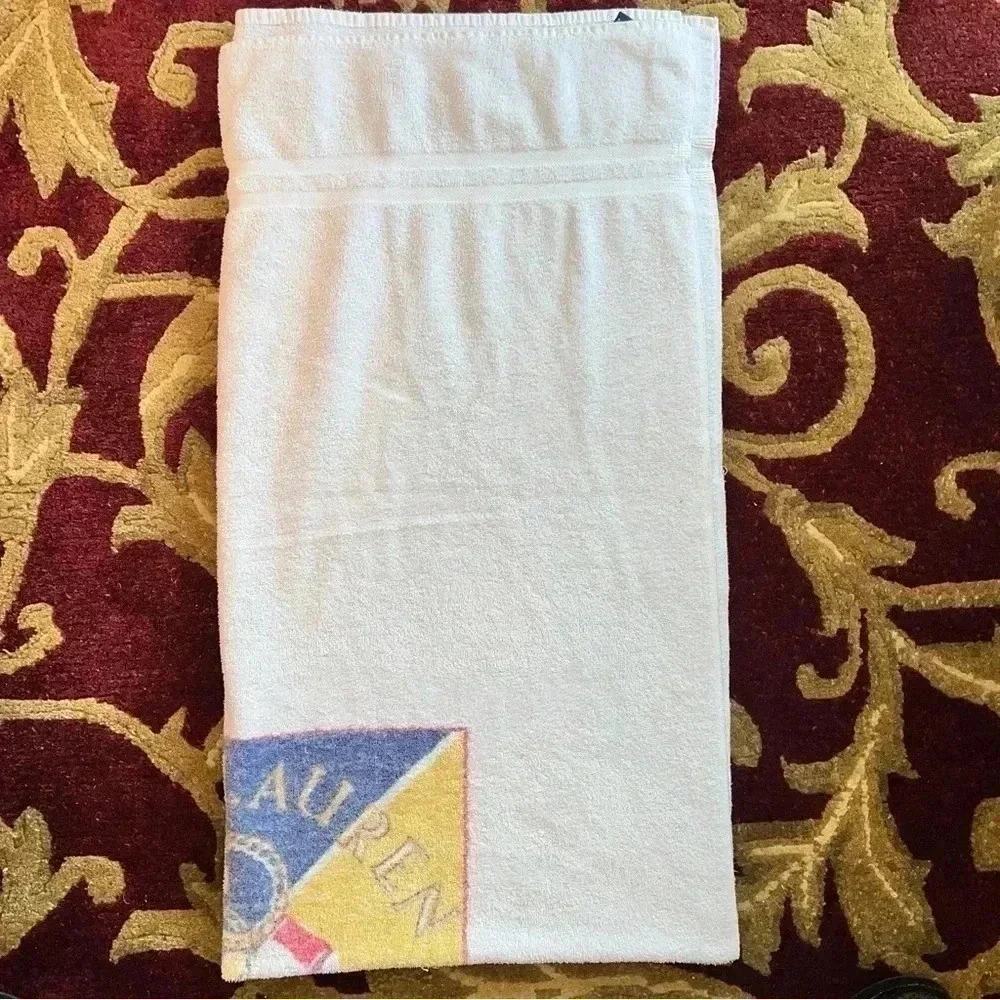 Ralph Lauren Vintage Anchor Flags Chain Beach Towel 1980s